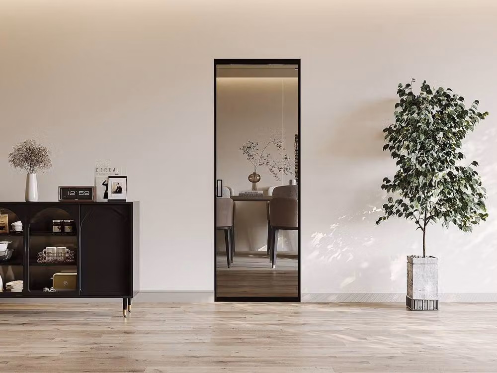 Vente-unique Modern Aluminium and Glass Sliding Pocket Door System in Black and Silver – 2