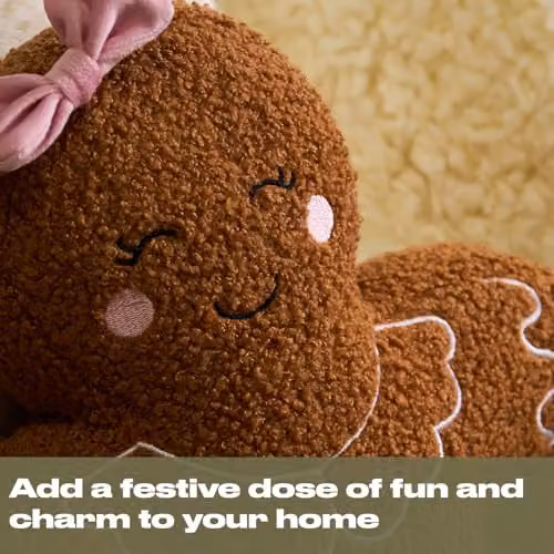 OHS Gingerbread Girl Boucle Cushion, Brown, W: 38 cm, D: 28 cm, H: 5 cm – 3
