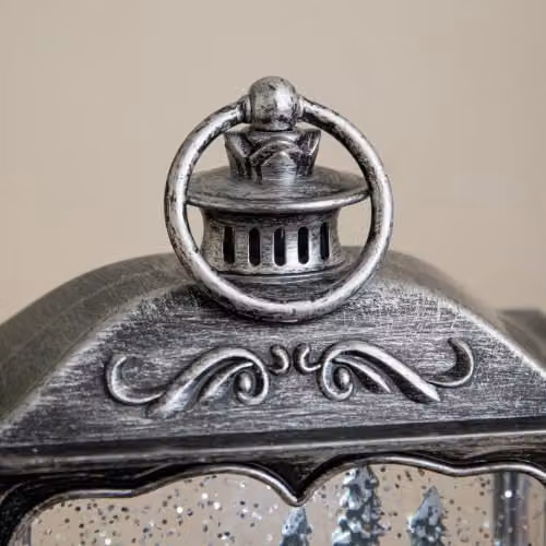 Samuel Alexander Silver Santa Sleigh Christmas Water Spinner Lantern with White LEDs, Height: 22 cm – 2