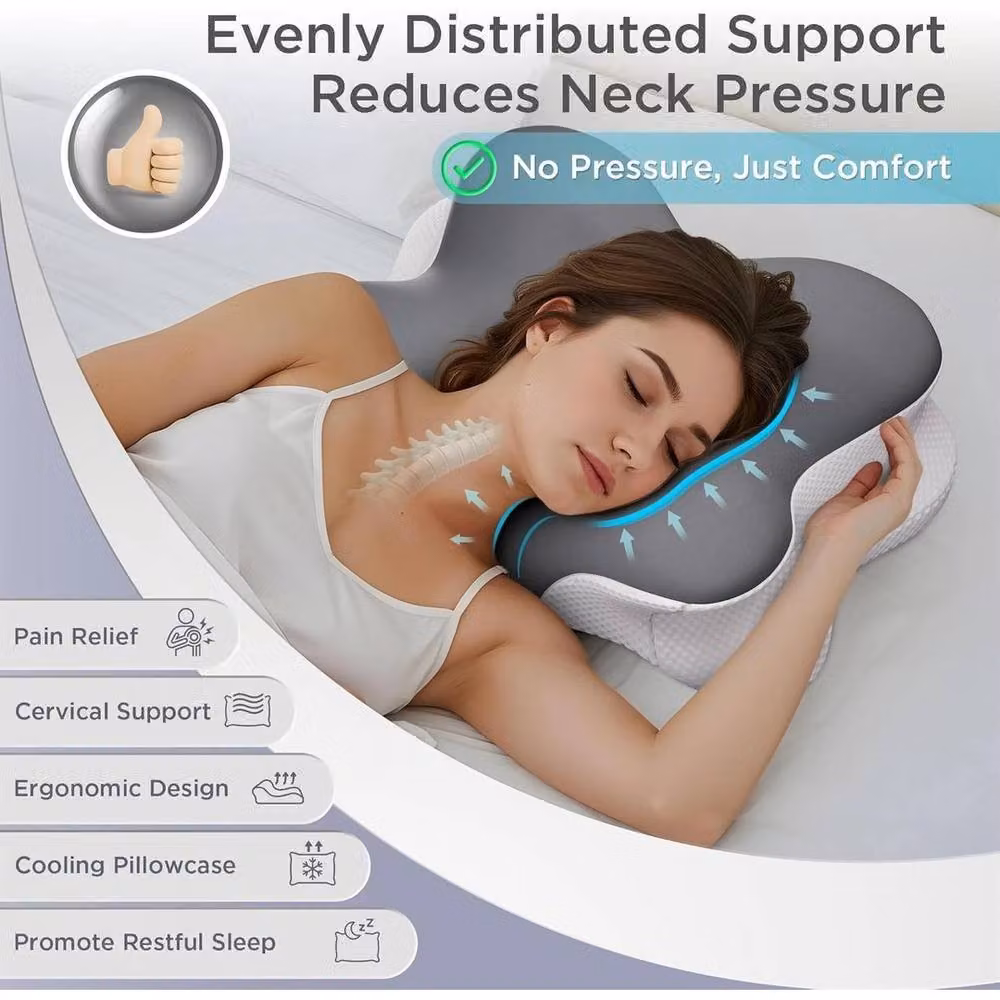 FLAVORA Orthopedic Memory Foam Wedge Pillow for Babies in Grey, Cot Size – 3