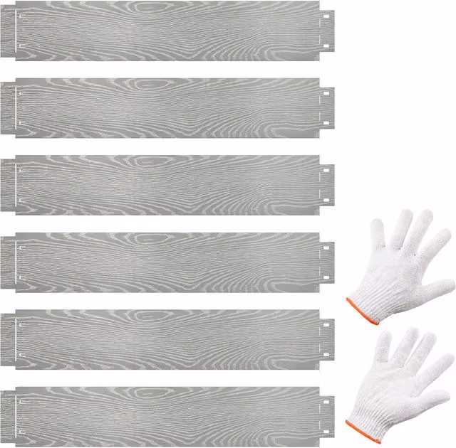 Gymax 6 Pack Silver Galvanised Metal Landscape Edging and Flexible Tree Fence Set – 1