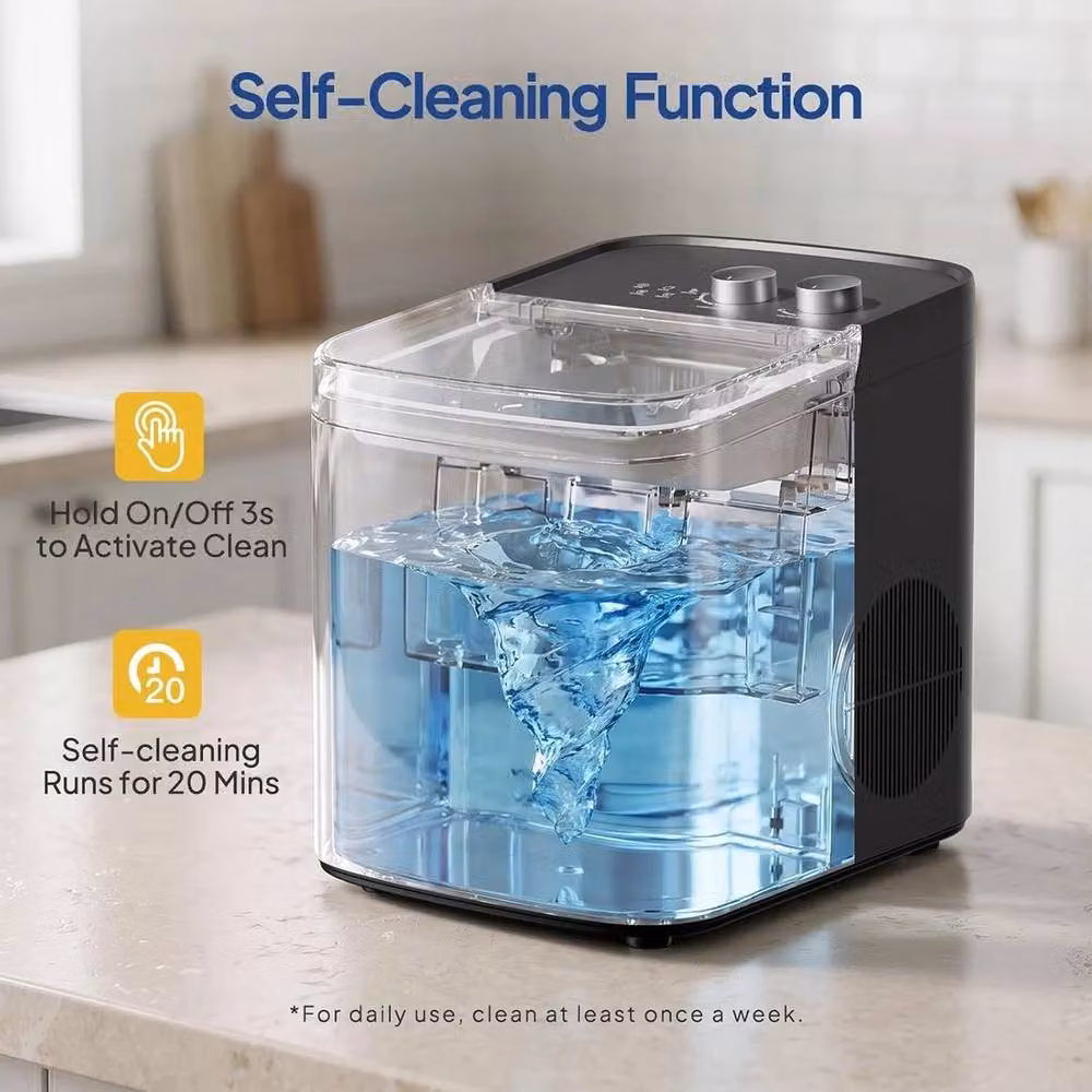 Kelvenix Countertop Ice Maker in Black with 14kg Capacity and Auto Shut-off Function – 3