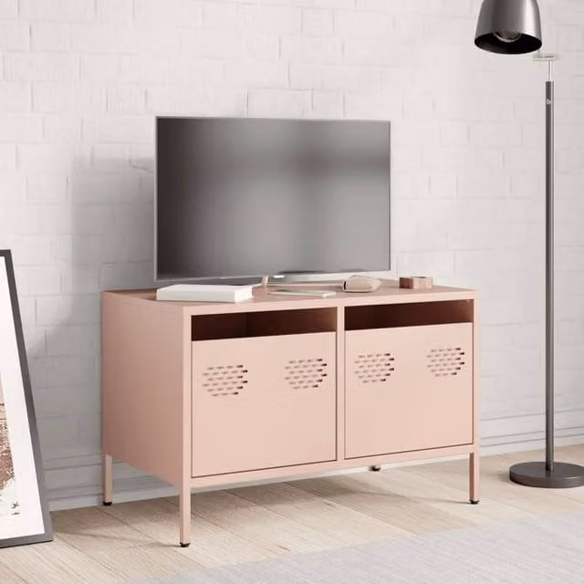 Berkfield Home Pink Modern TV Cabinet in Matt Cold-rolled Steel W/D/H: 68 x 39 x 43.5 cm – 1