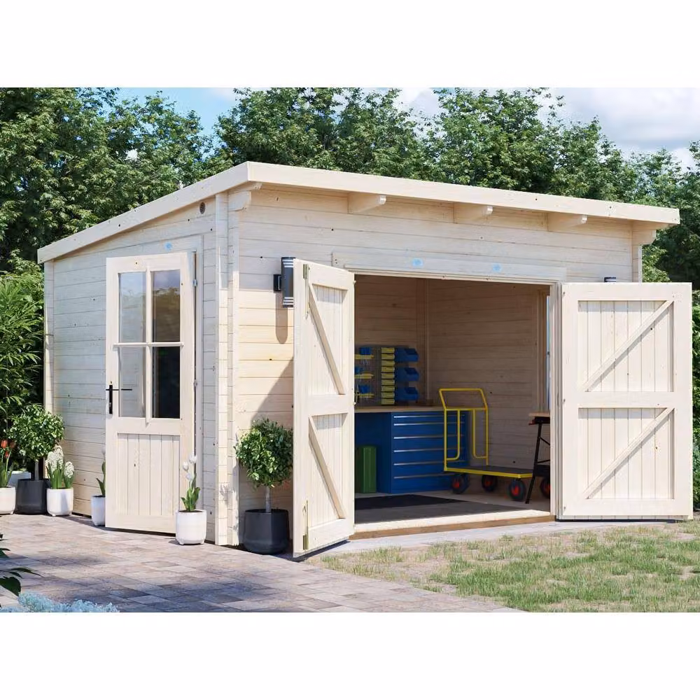Dunster House Natural Wood Pent Log Cabin with 24mm Timber and Double Glazing, W: 4 m, D: 3 m – 2