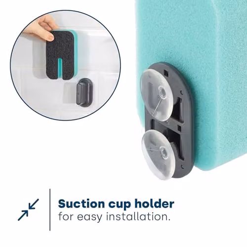 LIVIVO Pack of 10 Dual-Sided Washing Up Sponges with Blue Suction Holder – 6
