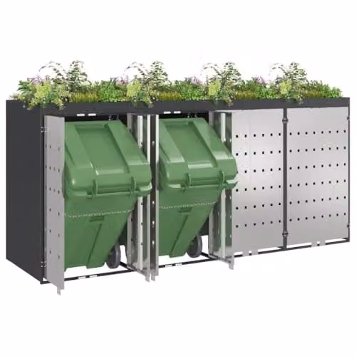 vidaXL Wheelie Bin Storage for 4 Bins, Anthracite Steel – 1