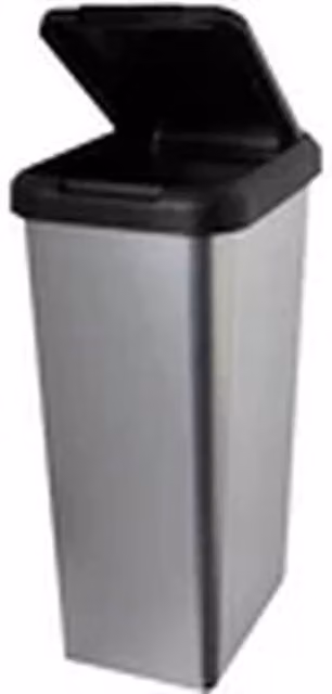 EONLION Silver Swing Top Heavy Duty Kitchen Bin in Stainless Steel and Plastic