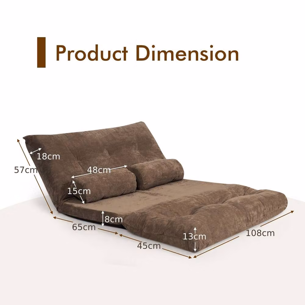 Costway 3-in-1 Convertible Floor Sofa Bed and Sleeper Seat in Brown – 2
