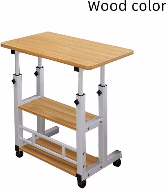 Nordara Adjustable Folding Laptop Desk Trolley in Brown Wood