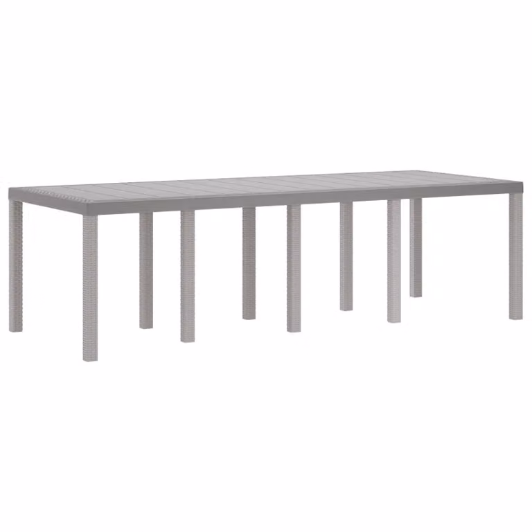 Berkfield Home Garden Table in Light Grey Poly Rattan, W/D/H: 250 x 100 x 73 cm