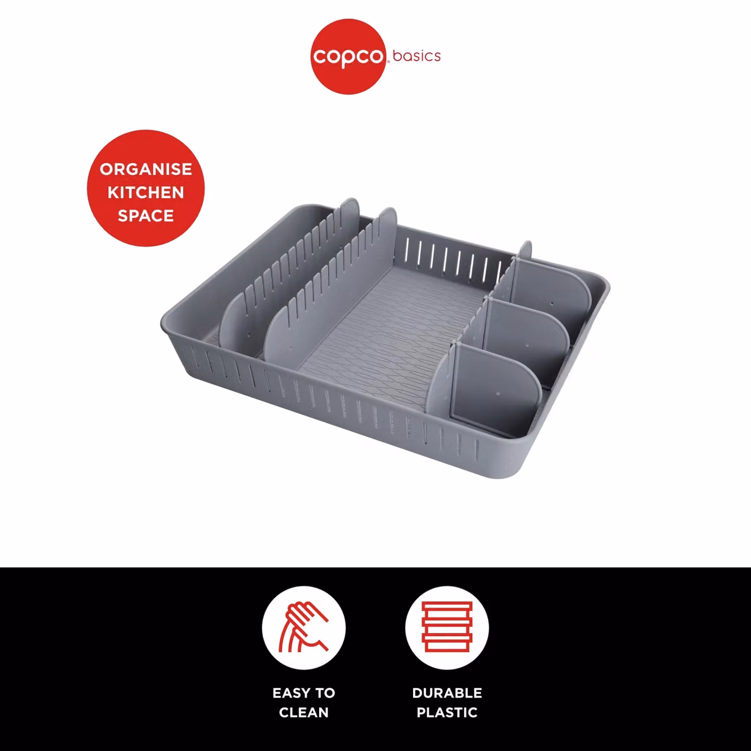 Copco Grey Plastic Food Storage Container Organiser with Compartments – 7