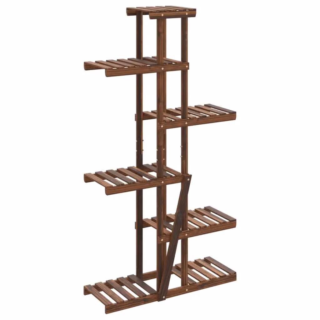 Berkfield Home Retro Solid Wood Fir Flower Stand, Brown, H 140.5 x W 75 x D 25 cm – 2