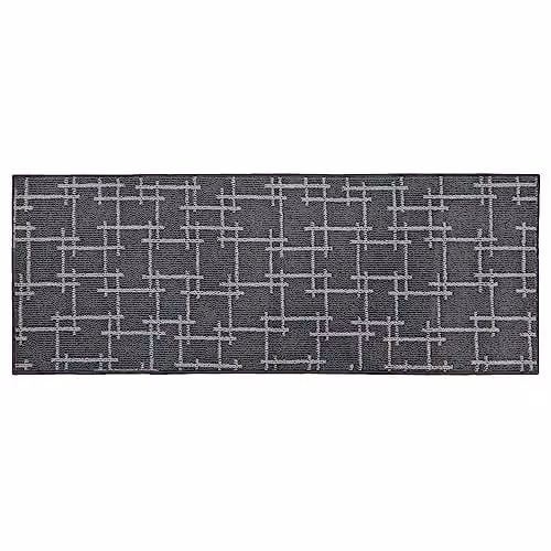 JVL Vector Machine Washable Latex Backed Runner Doormat, Grey, W: 57 cm, L: 150 cm – 1
