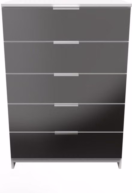 2 U Poole 5 Drawer Chest in Black Glossy Finish, Ready Assembled – 1