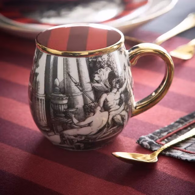Laurence Llewelyn-Bowen Festivo Porcelain Mug with Lid, Multicolour, W: 8.5 cm, D: 8.5 cm, H: 9 cm