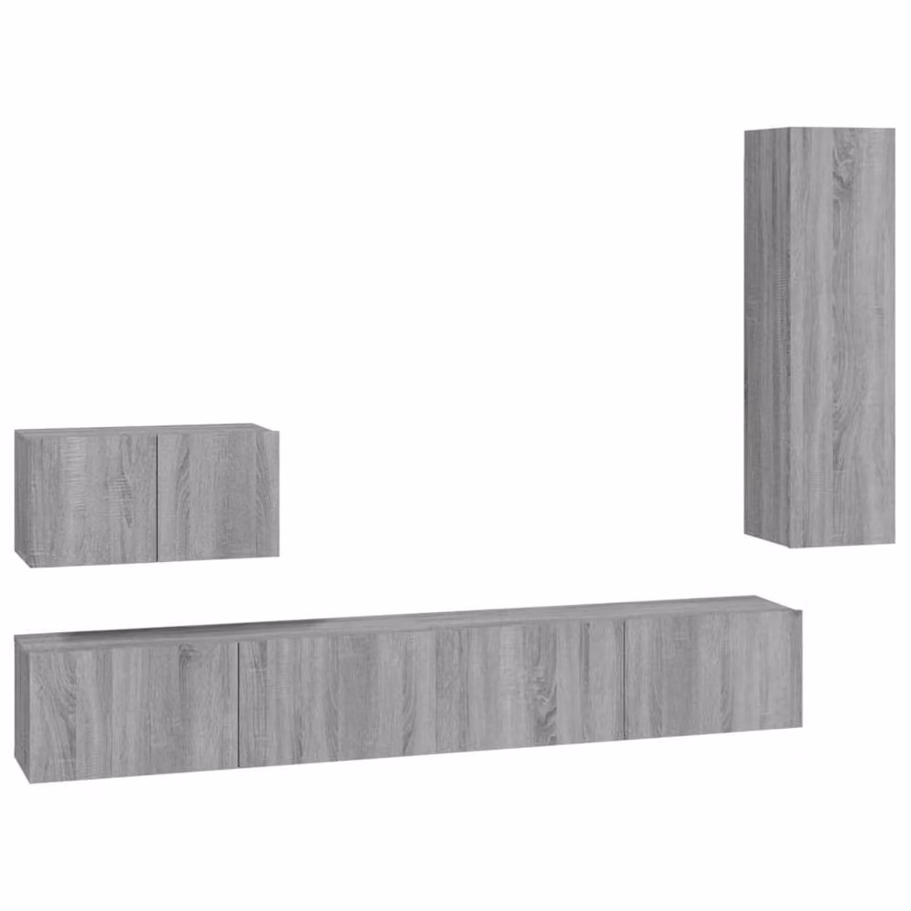 Berkfield Home Classic 4 Piece Grey TV Cabinet Set in Engineered Wood – 2