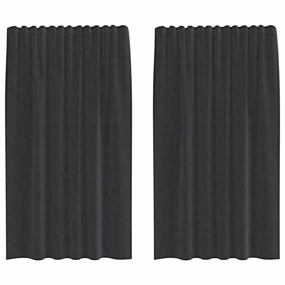 Berkfield Home Black Voile Fabric Panel Curtains with Rod Pockets, 2 Pack, W: 140 cm, H: 175 cm – 3