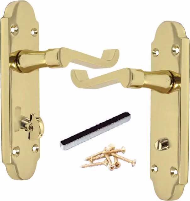 Betley Butterfly Epsom Victorian Scroll Lever Bathroom Door Handle with Lock, Polished Brass
