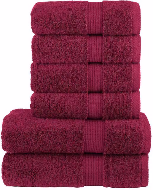 Berkfield Home SOLUND 6 Piece Premium Red Cotton Terry Towel Set, 600 gsm