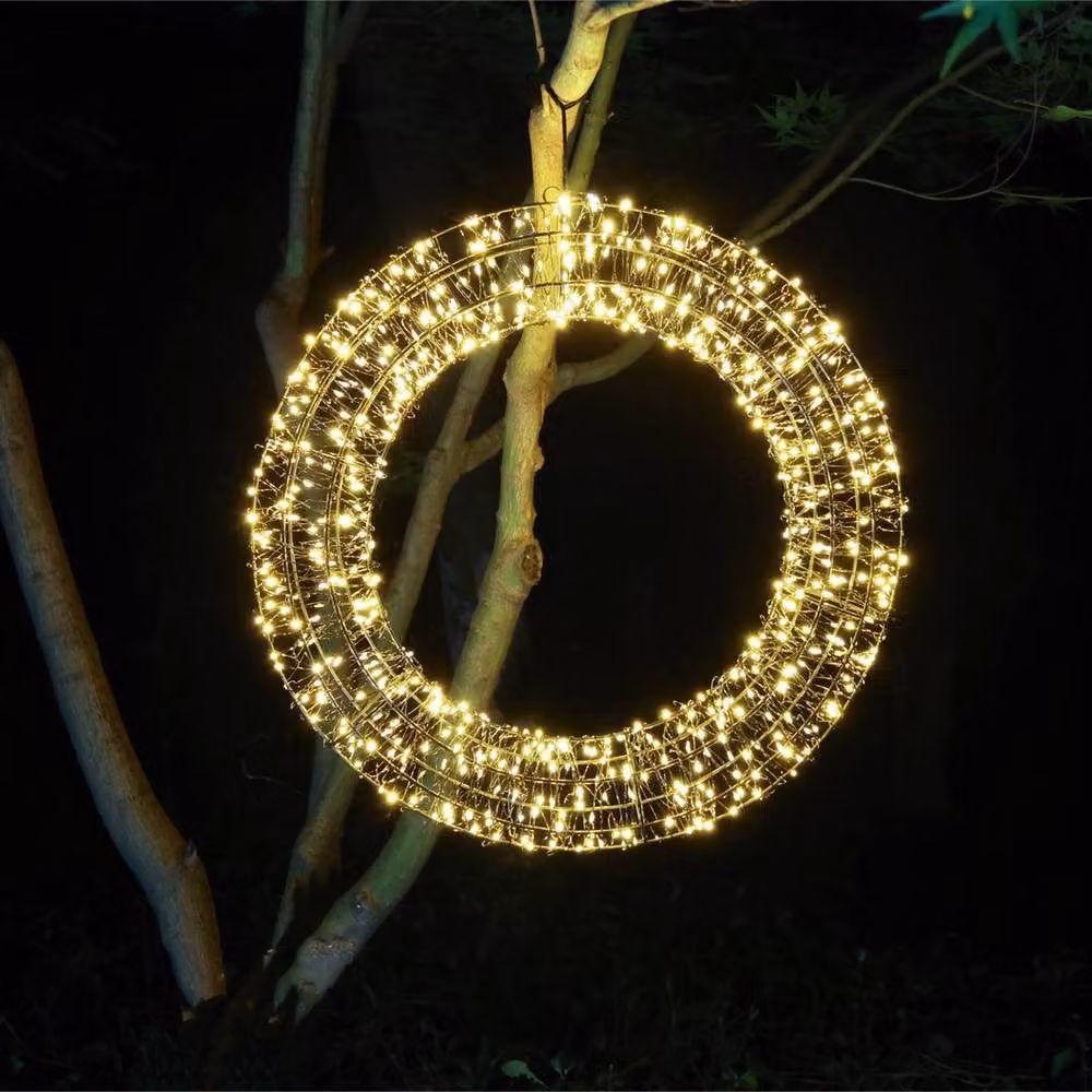 Pegdev Pre-Lit Christmas Wreath with 720 Warm White Micro LEDs and 10% Twinkling Effect, Diameter: 50 cm – 2