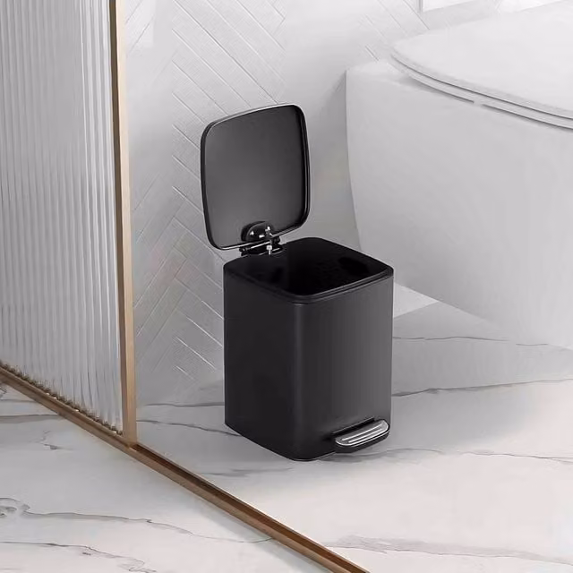 The Bazaarist Steel Kitchen Pedal Bin with Soft Close and Removable Inner Bucket, Black – 1