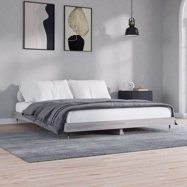 Berkfield Home Durable Small Double Bed Frame in Grey Sonoma, W/D/H: 120 x 200 cm – 1