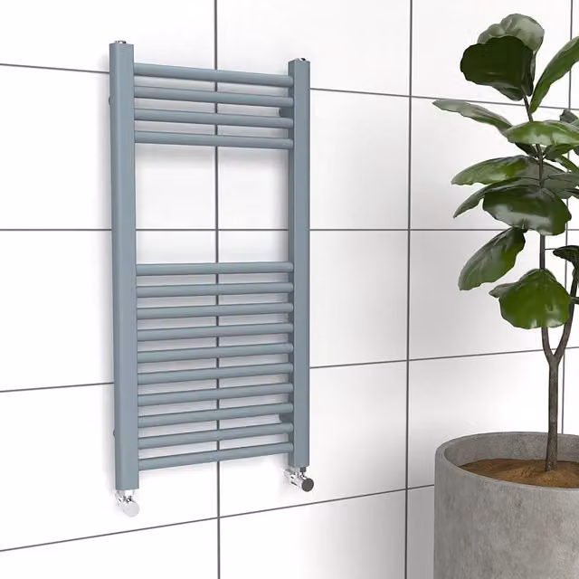 Lux Heat Coloured Steel Towel Radiator in Pebble Grey, W/D/H: 80 x 40 x 7.4 cm