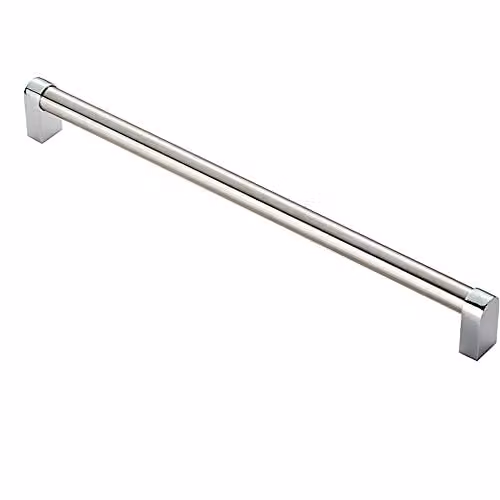 Loops Round Tube Bar Pull Handle in Satin Nickel and Chrome, W: 336 mm, D: 16 mm, Fixing Centres: 320 mm