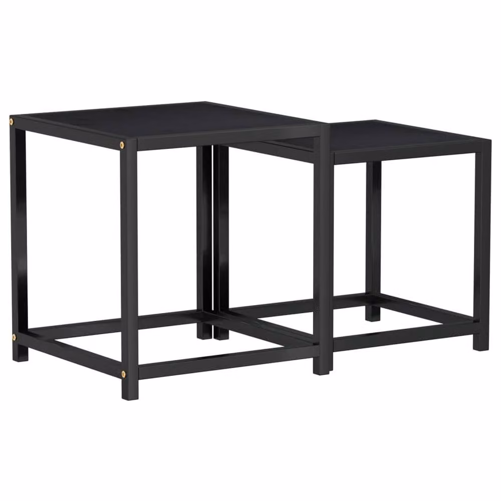 Berkfield Home Set of 2 Black Nesting Tea Tables with MDF and Metal Construction – 3
