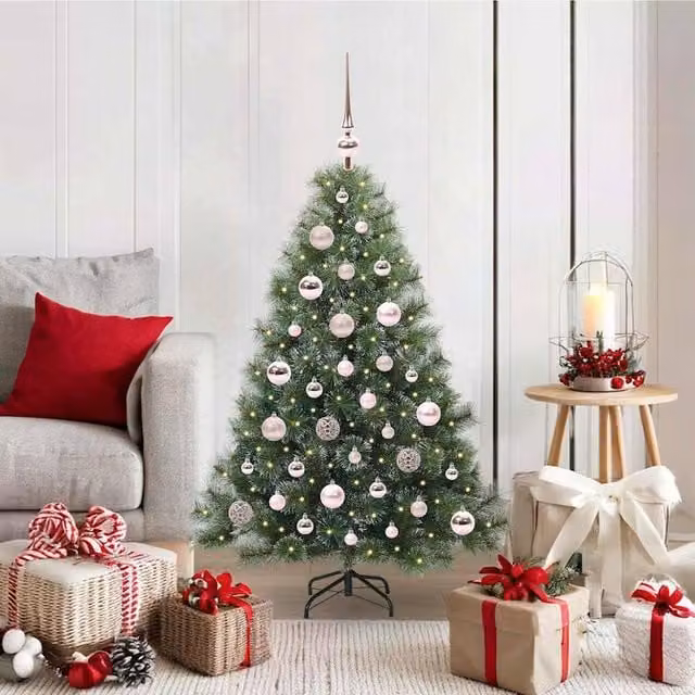 Berkfield Home Artificial Green Christmas Tree with 150 Warm White LEDs, Height: 120 cm