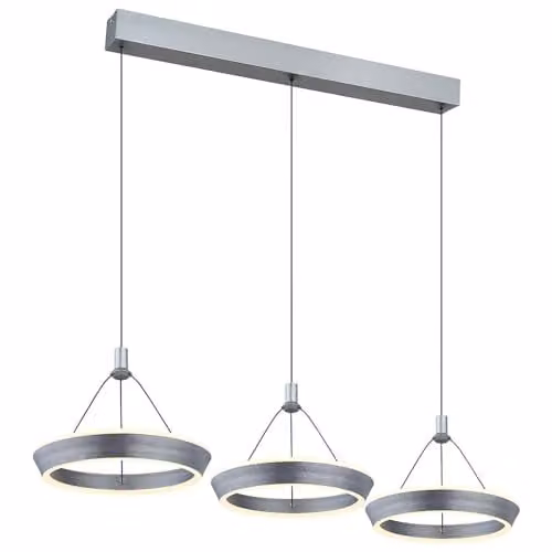 Netlighting Ferra Triple Ring LED Pendant Light, Grey Matt, Height Adjustable, Warm White – 1