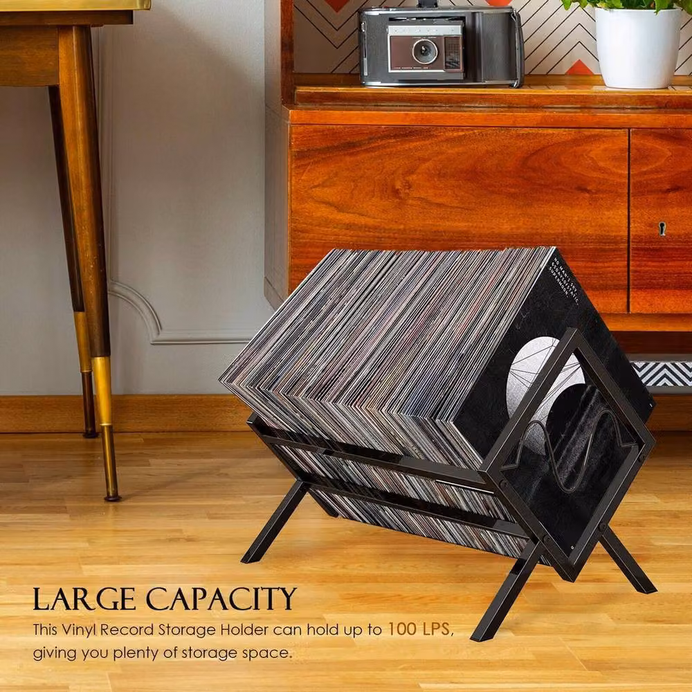 KORVIXA Metal Record Storage Holder in Black – 2
