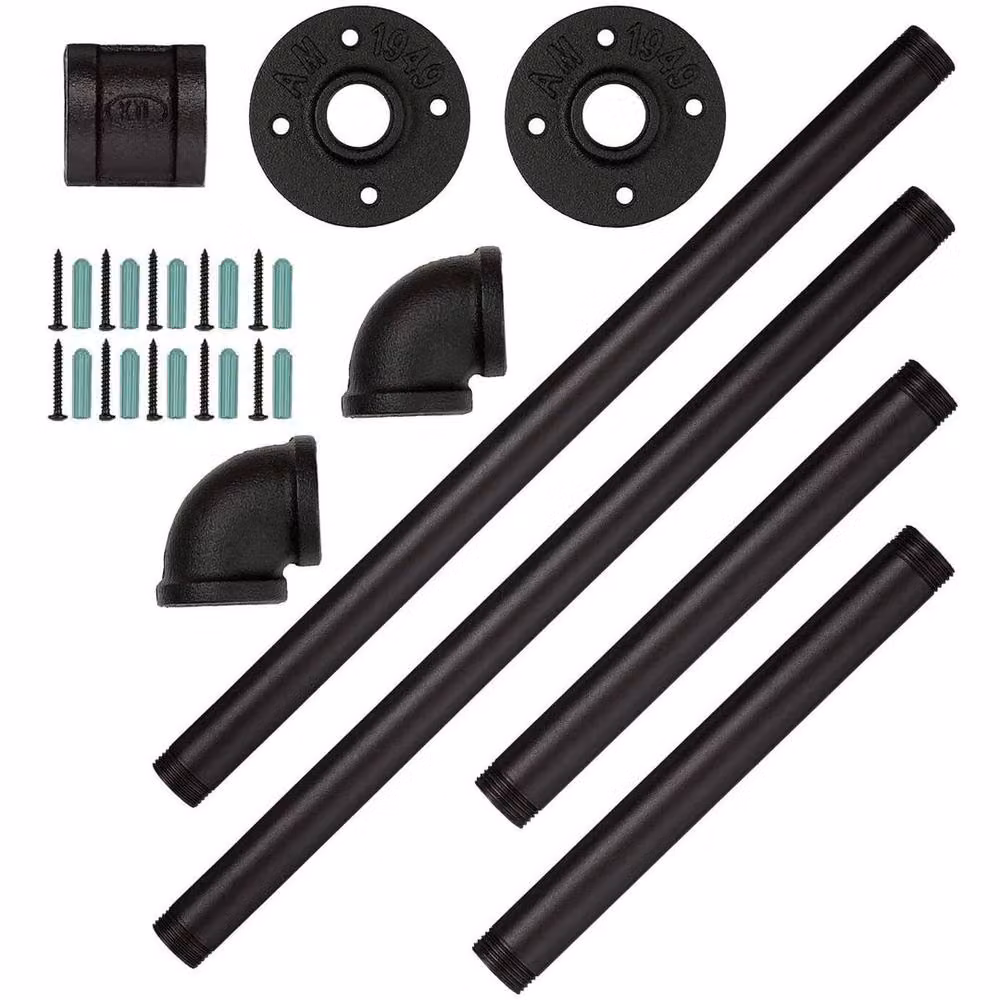 EONLION Industrial Metal Pipe Clothing Rack in Matt Black, W: 100 cm, D: 50 cm, H: 50 cm – 3