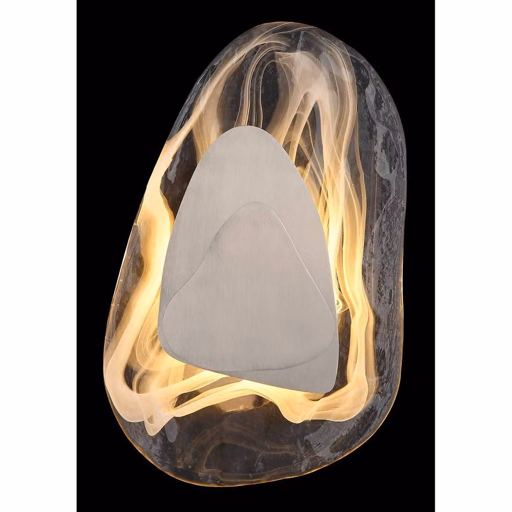 Netlighting Dorsey LED Wall Lamp with Grey Glass Shade and Nickel Matt Metal Finish, Warm White 3000K – 3