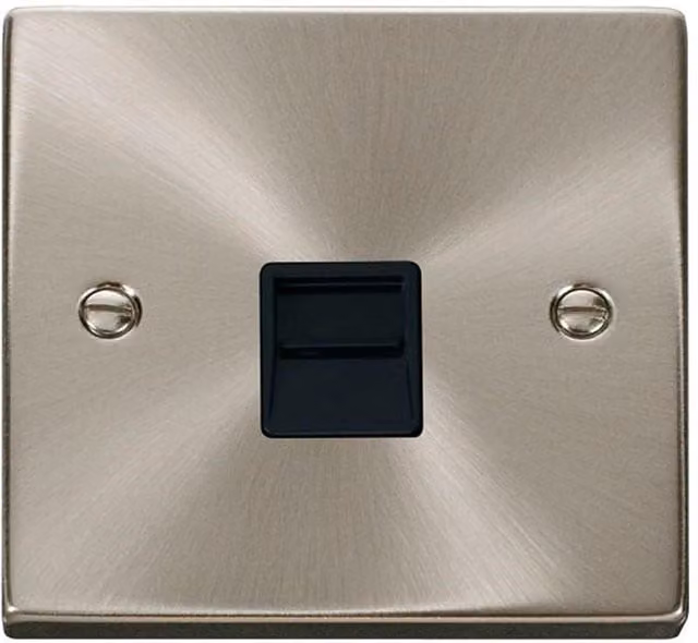 SE Home Satin Brushed Chrome Master Telephone Single Socket in Metallic Silver