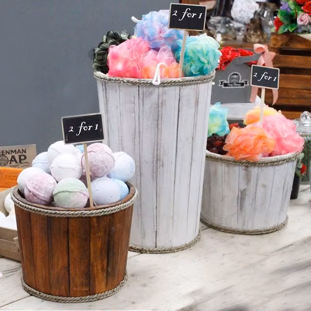 KDMK Large Nautical Maritime Wood Display Tub in White, W/D/H: 45 x 32 x 32 cm