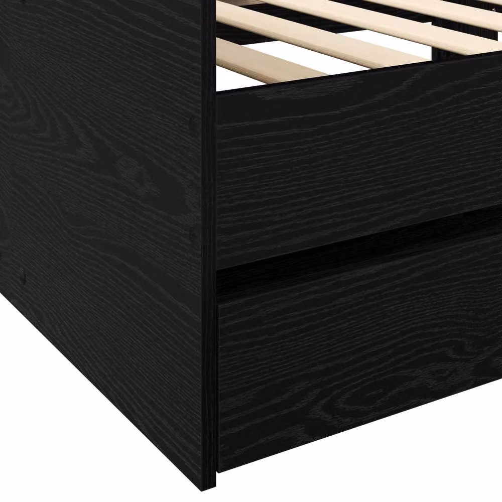 Berkfield Home Modern Bed Frame with Storage Drawers in Black Oak, W: 80 cm, L: 200 cm – 4