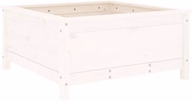 Berkfield Home White Solid Wood Pine Garden Planter Tub W: 82.5 cm, D: 82.5 cm, H: 39 cm – 1