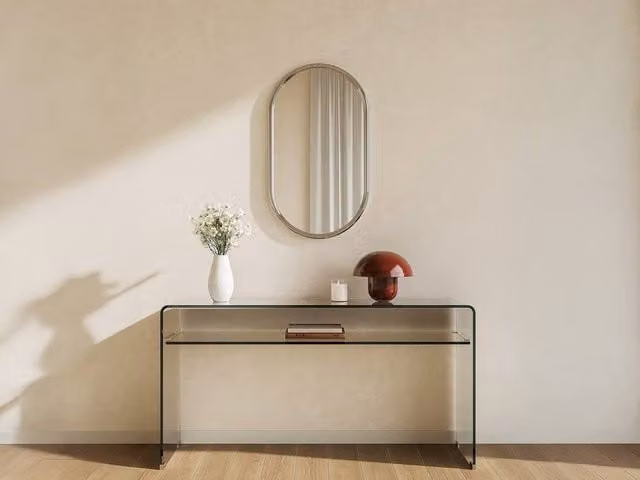 Vente-unique Refleya Oval Aluminium Wall Mirror in Silver, W: 40 cm, H: 70 cm
