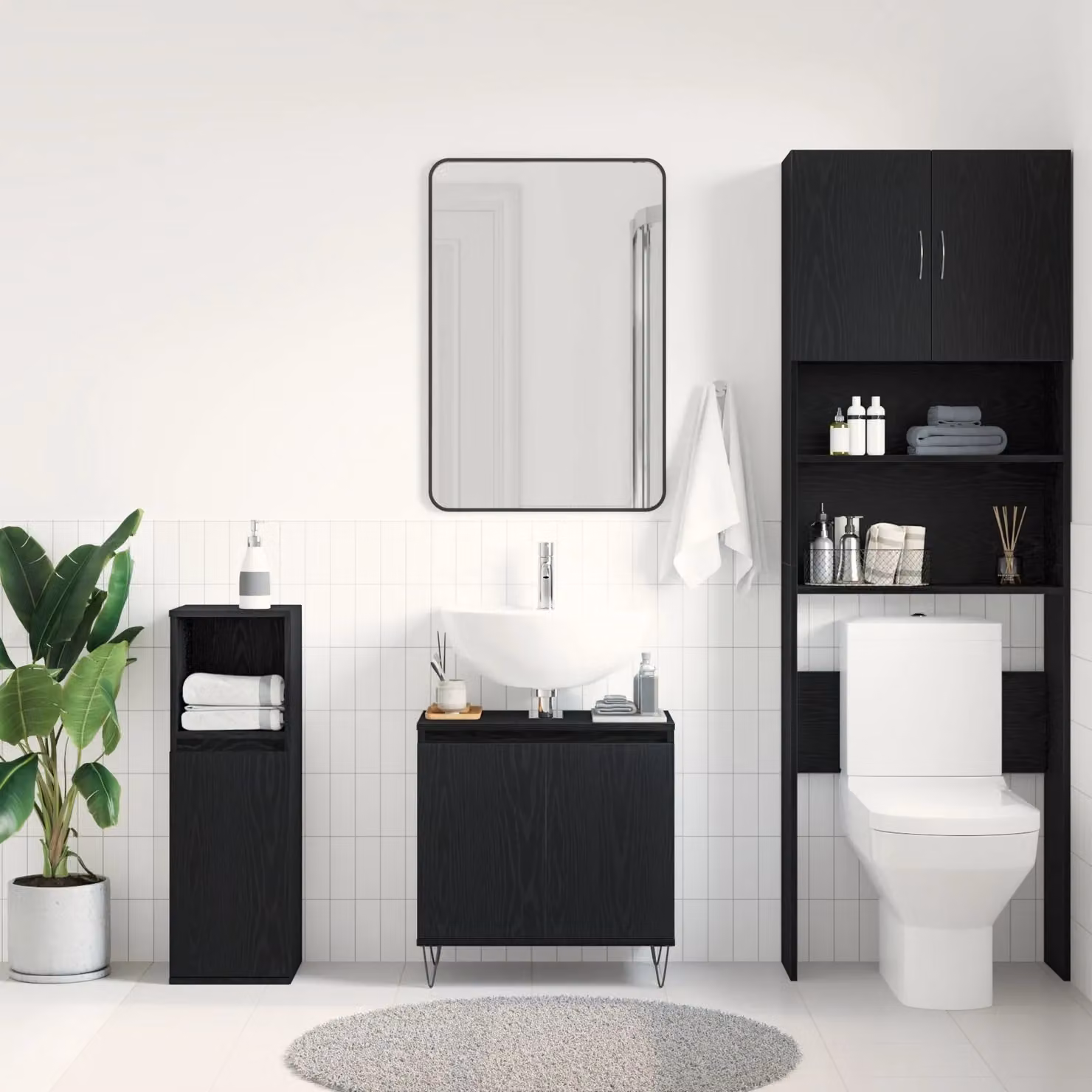 Berkfield Home Modern Black Oak Bathroom Sink Cabinet W/D/H: 58 x 33 x 60 cm – 4