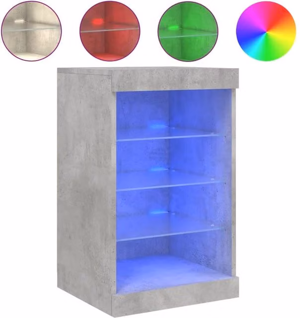 Berkfield Home Modern Sideboard with Integrated LED Lights in Concrete Grey, W/D/H: 41 x 37 x 67 cm – 1