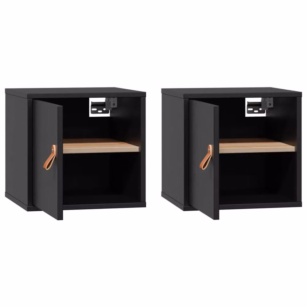 Berkfield Home Set of 2 Black Solid Wood Pine Wall Cabinets, W/D/H: 31.5 x 30 x 30 cm – 3