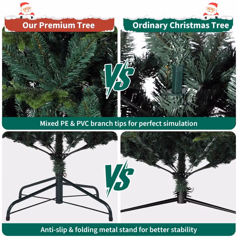 London Boutique 6ft Realistic Artificial Christmas Tree with 8 LED Lighting Modes in Green – 4
