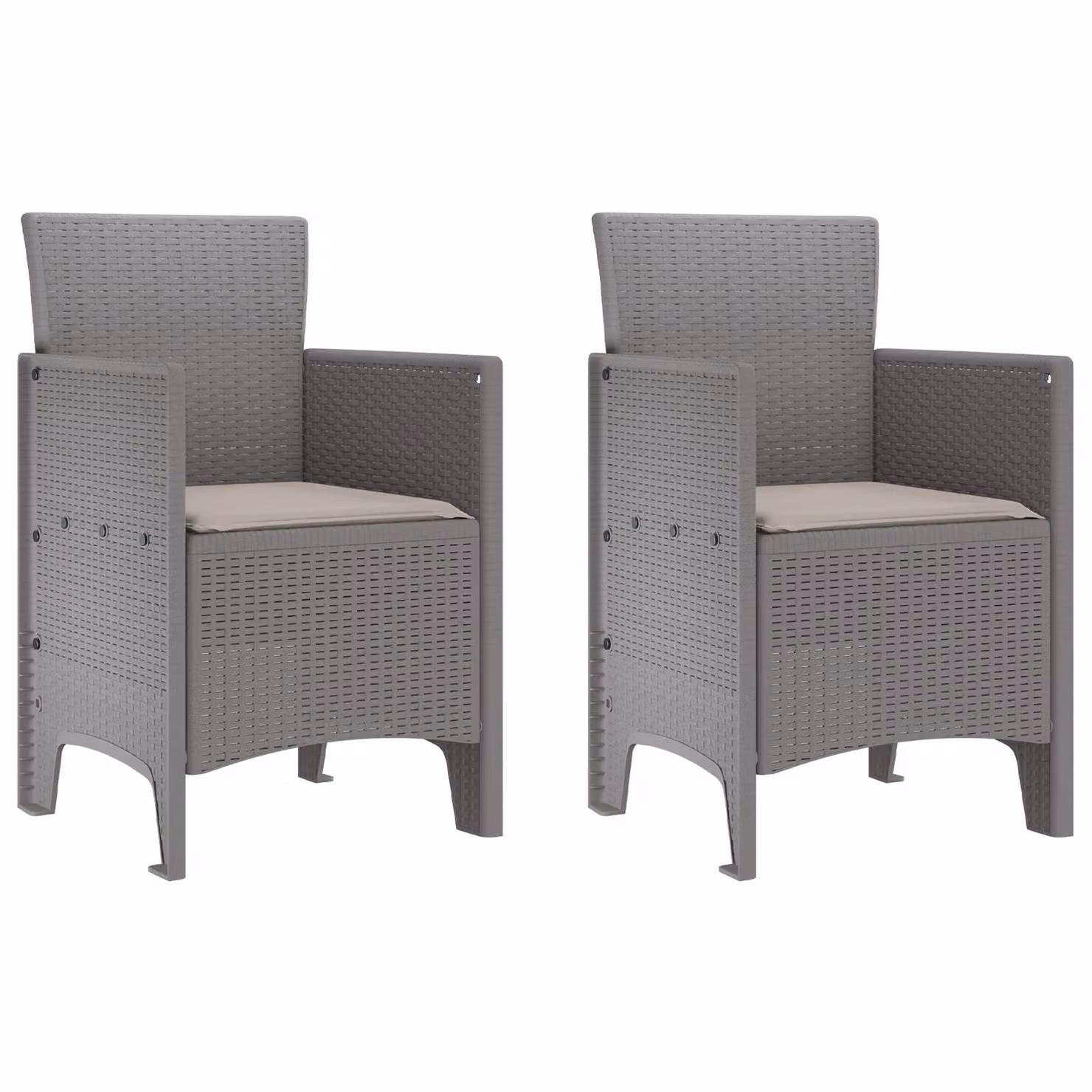 Berkfield Home Set of 2 Modern Light Grey Poly Rattan and Steel Garden Chairs – 2