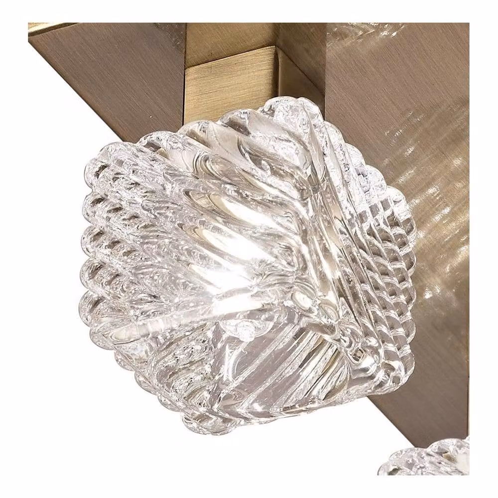 Netlighting Accor Square Ceiling Flush Light, 5 x G9, Bronze and Antique Brass with Transparent Glass, 230mm – 3