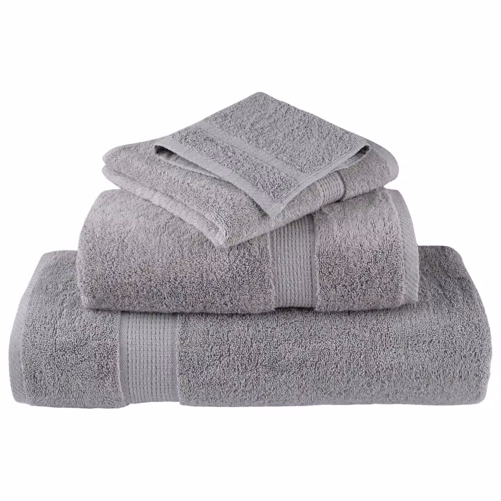 Berkfield Home SOLUND Premium Cotton Terry Shower Towels, 2 Pack, Grey, W: 70 cm, L: 140 cm, 600gsm – 3