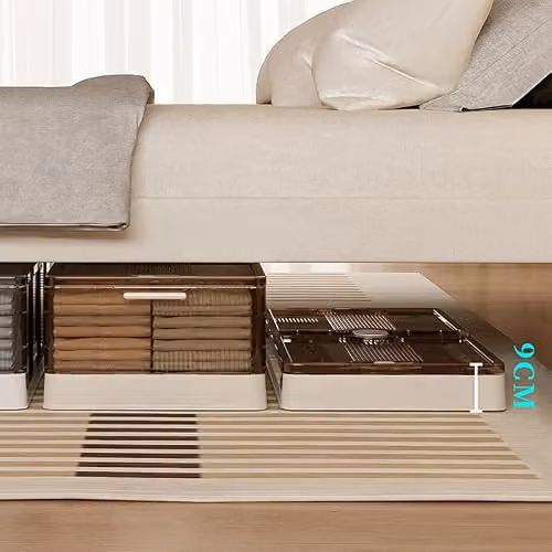 HYGRAD Large Under Bed Storage Box with Lids and Wheels, Brown, W/D/H: 82 x 40 x 20 cm – 3