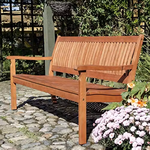Rowlinsons Willington 3 Seat Garden Bench in Brown, L150 x W72 x H87 cm – 2