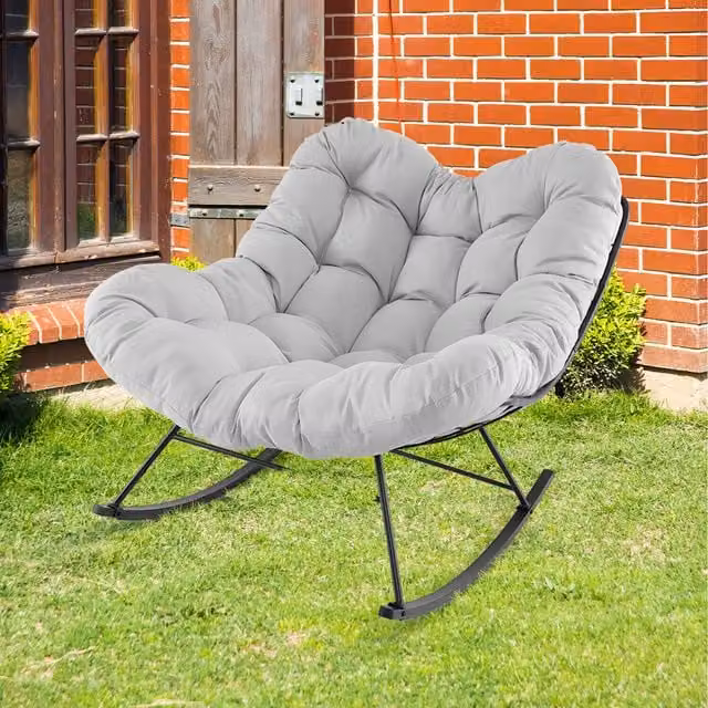 Costway Oversized Egg Papasan Lounge Chair with Cushion in Green and Grey