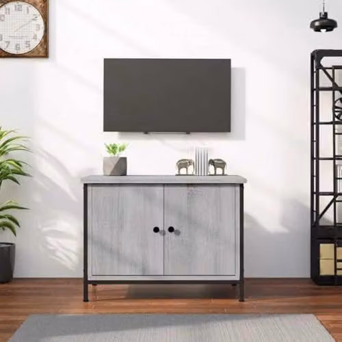 vidaXL Modern Grey TV Cabinet with Doors, W/D/H: 60 x 35 x 45 cm – 2